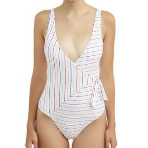 NWT-Red, White and Blue Stripe Wrap One Piece Swimsuit